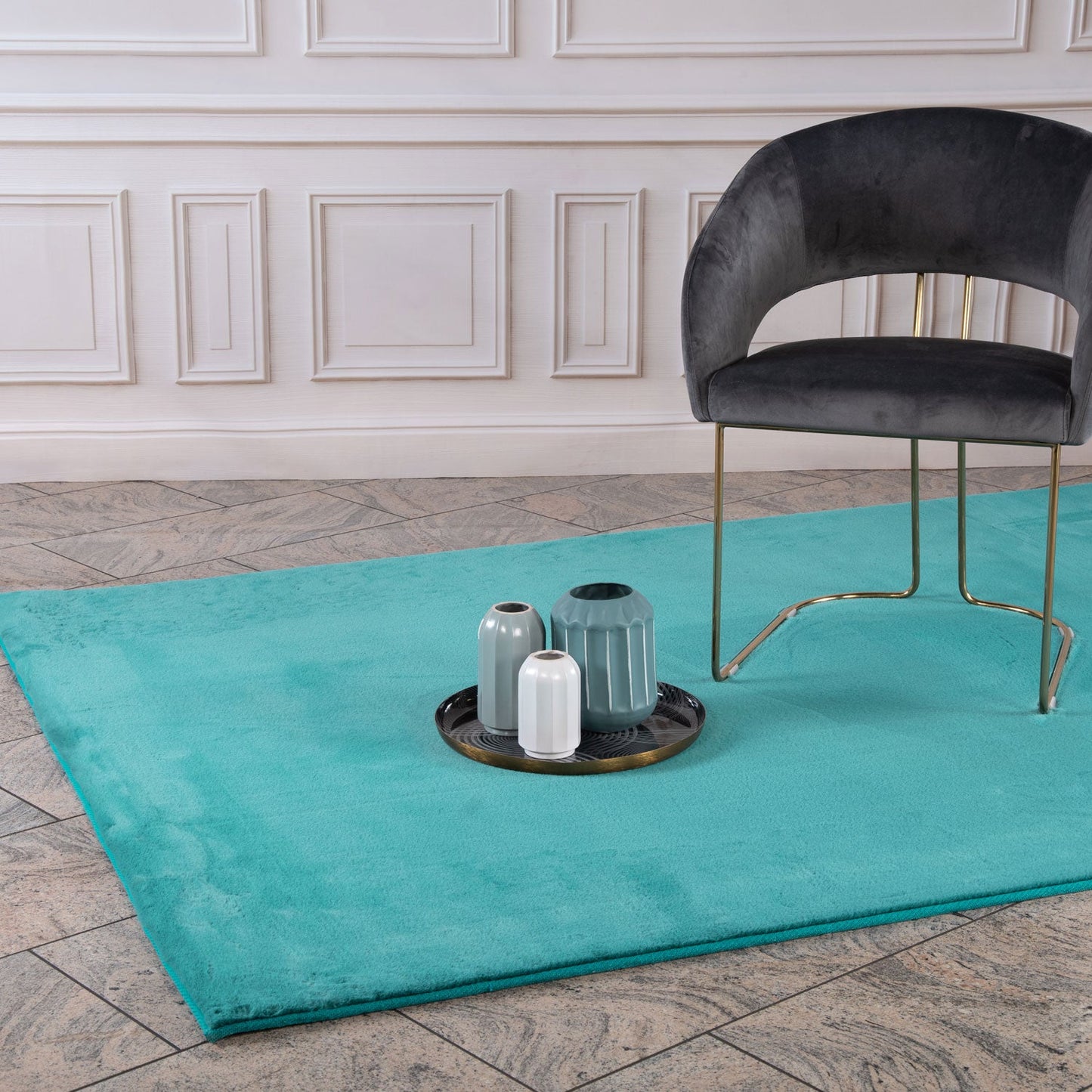 Tapis de Fourrure Velours BleuVert