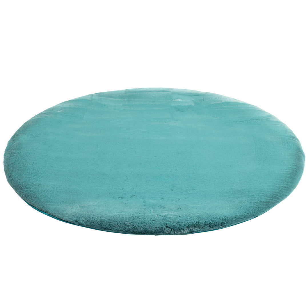 Tapis de Fourrure Rond Velours BleuVert – STUDIO DECO