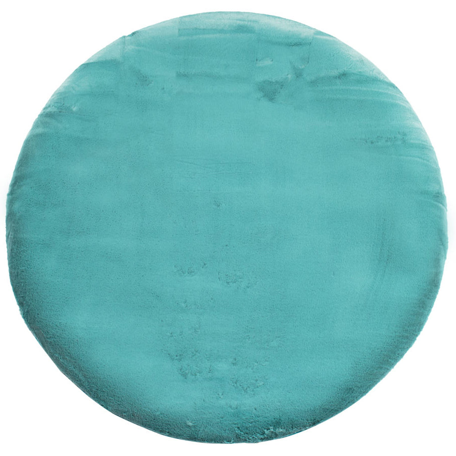 Tapis de Fourrure Rond Velours BleuVert – STUDIO DECO