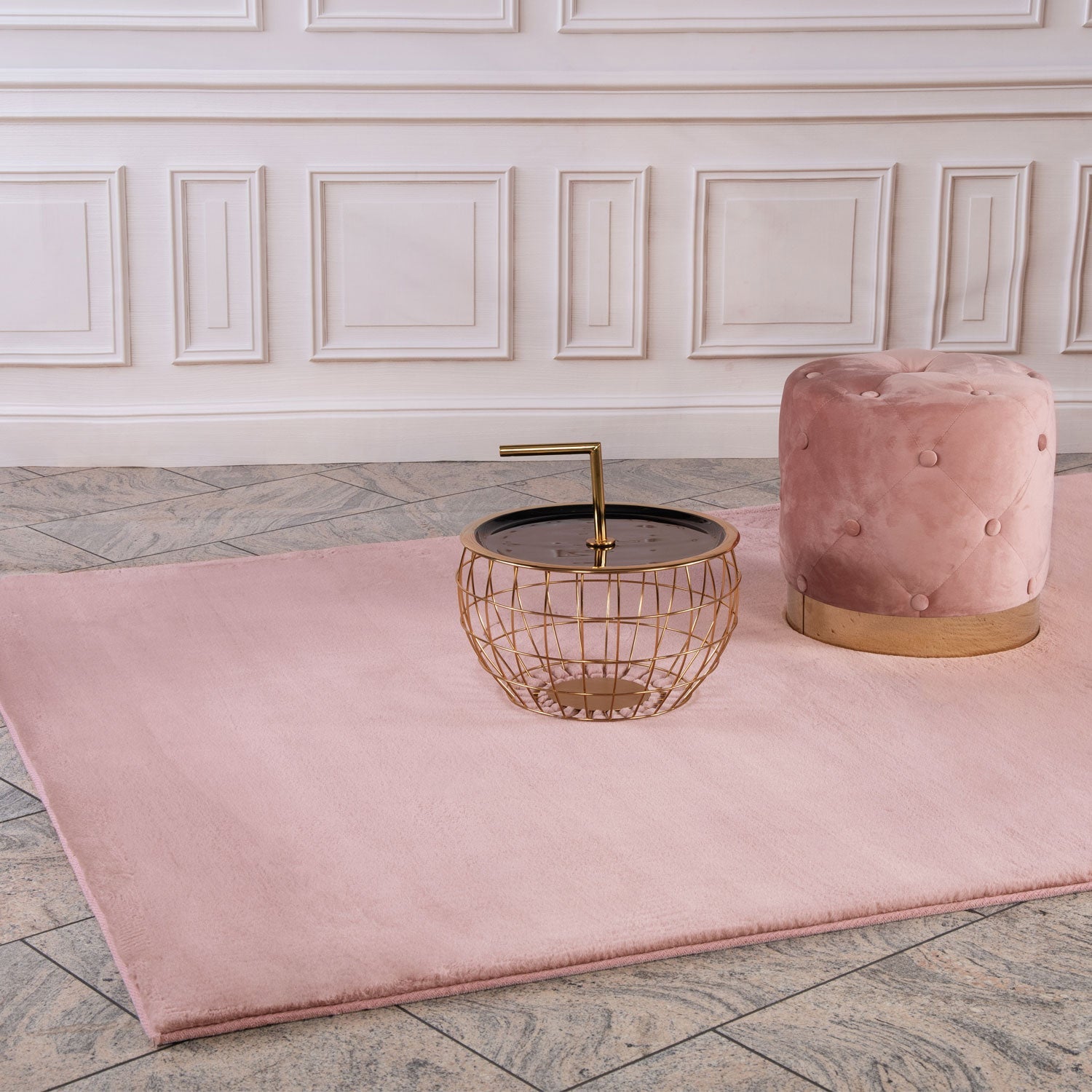 Tapis de Fourrure Velours - Rose Poudré – STUDIO DECO