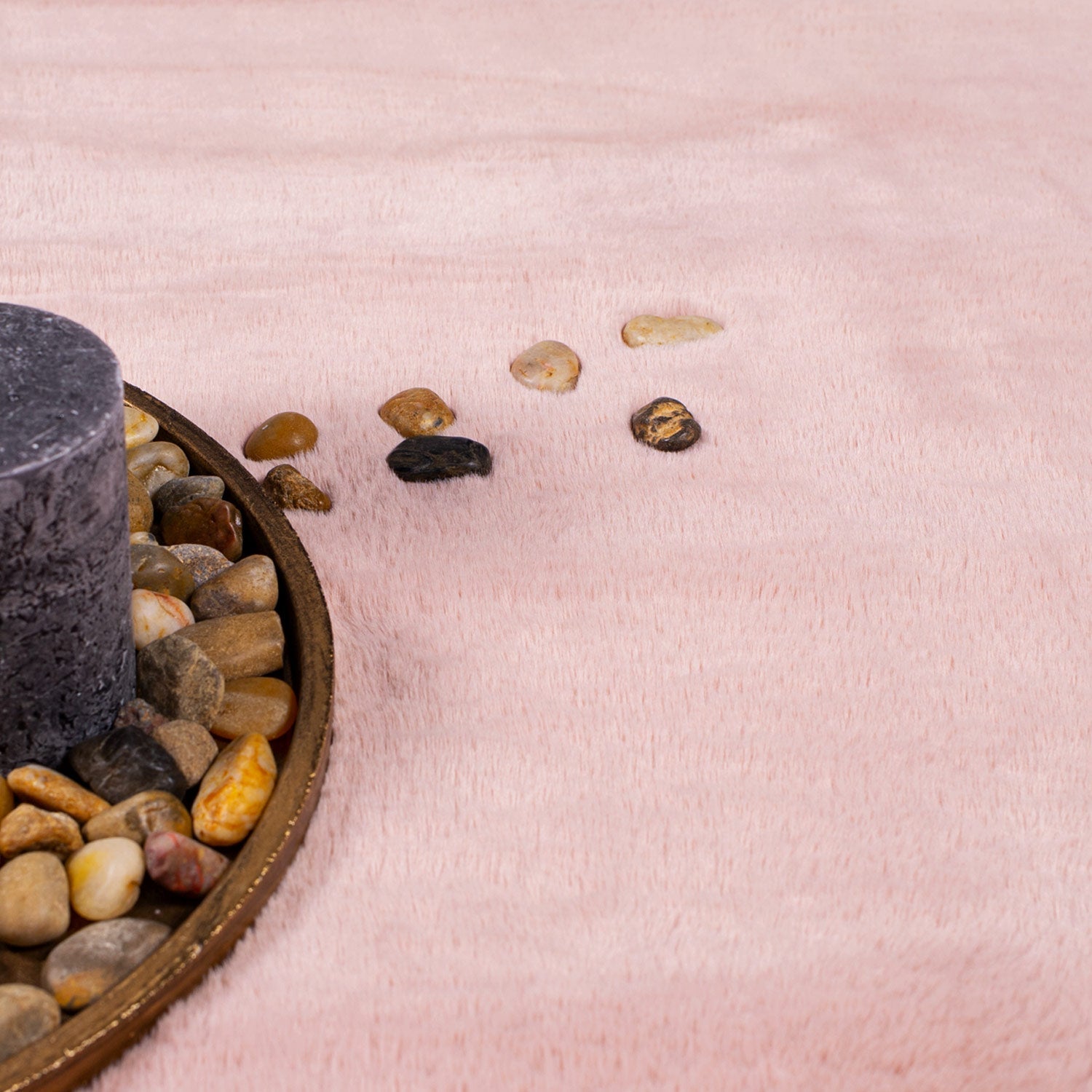 Tapis de Fourrure Rond Velours Rose Poudré – STUDIO DECO