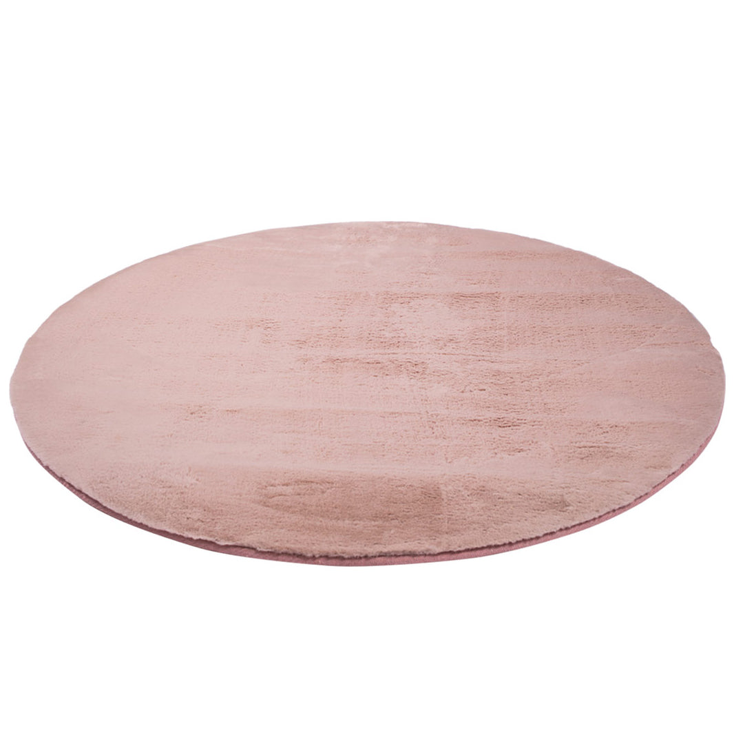 Tapis de Fourrure Rond Velours Rose Poudré – STUDIO DECO