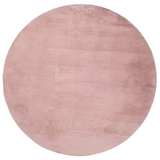 Tapis de Fourrure Rond Velours Rose Poudré