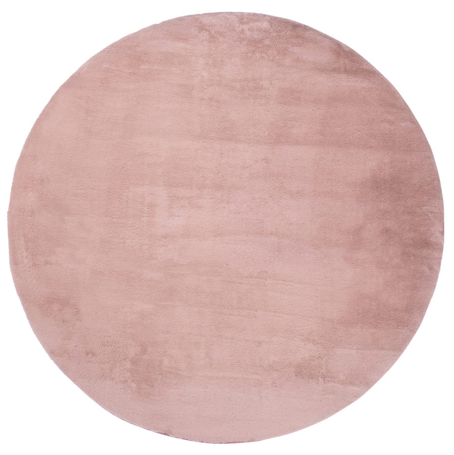 Tapis de Fourrure Rond Velours Rose Poudré – STUDIO DECO