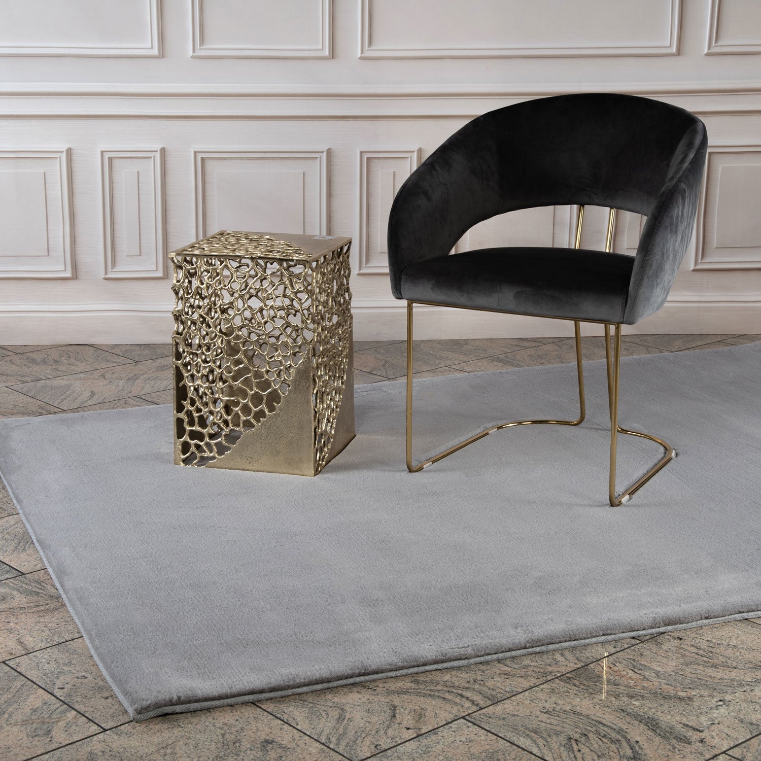 Tapis de Fourrure Velours - Gris – STUDIO DECO