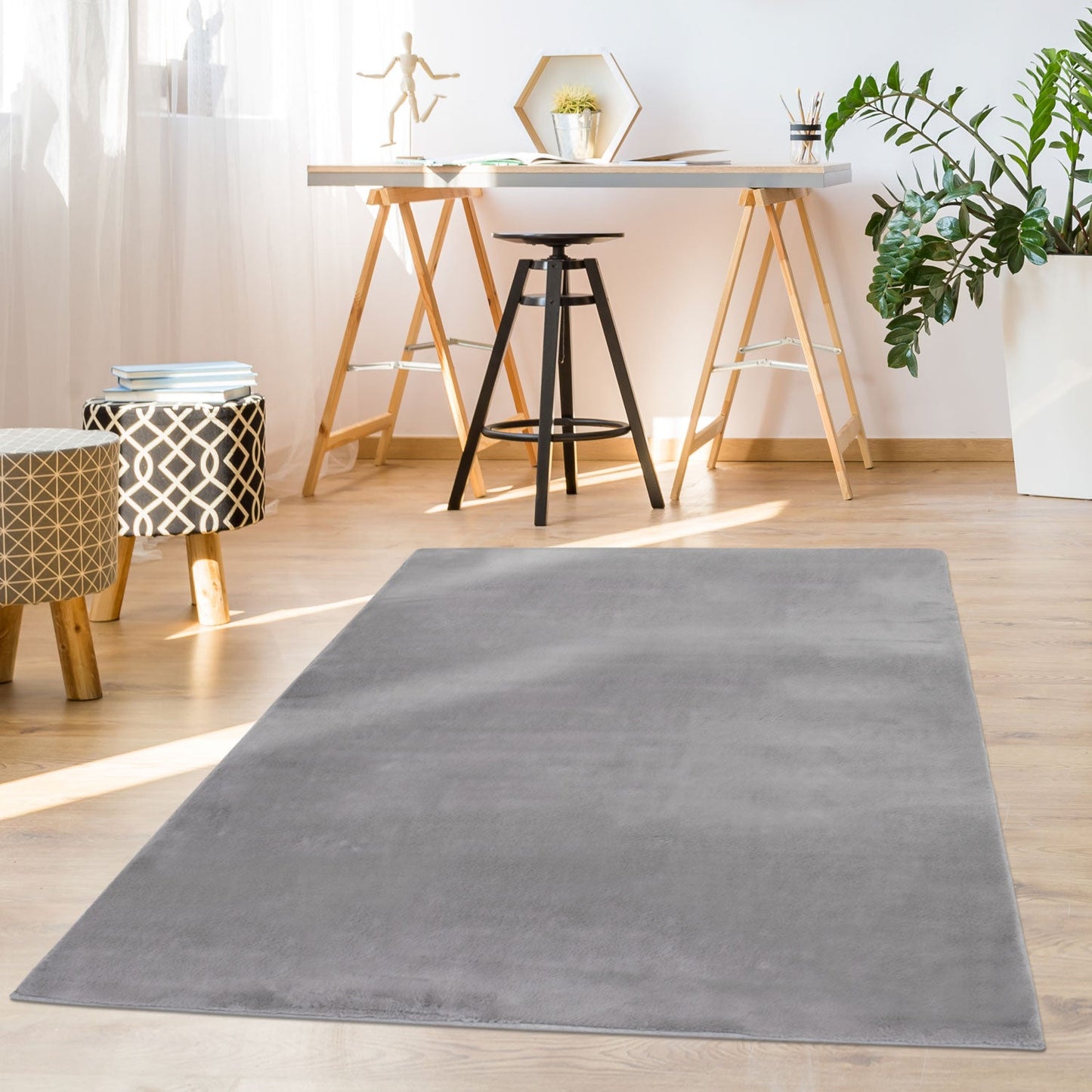 Tapis de Fourrure Velours - Gris