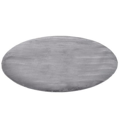 Tapis de Fourrure Rond Velours Gris