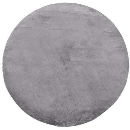 Tapis de Fourrure Rond Velours Gris