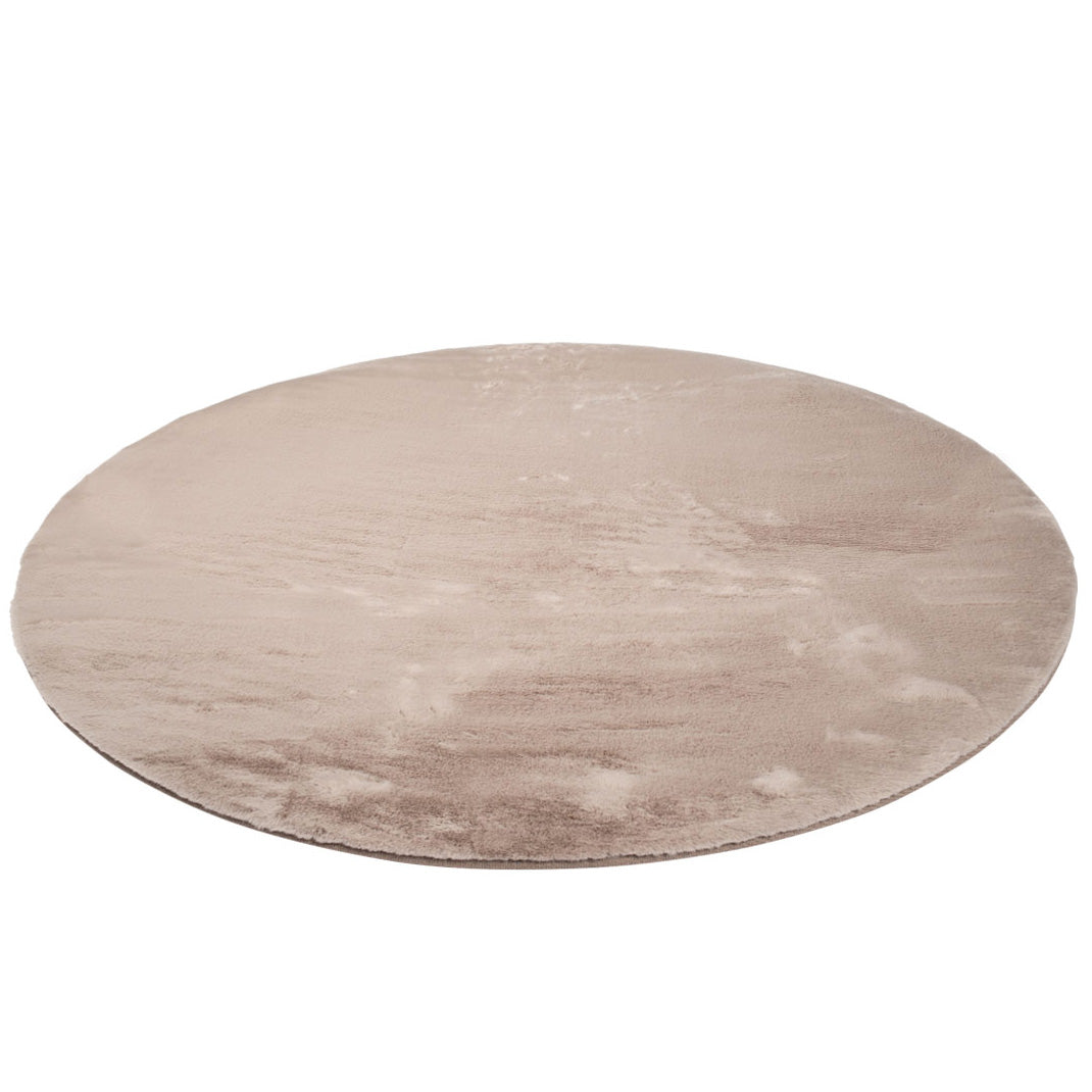 Tapis de Fourrure Rond Velours Beige Taupe