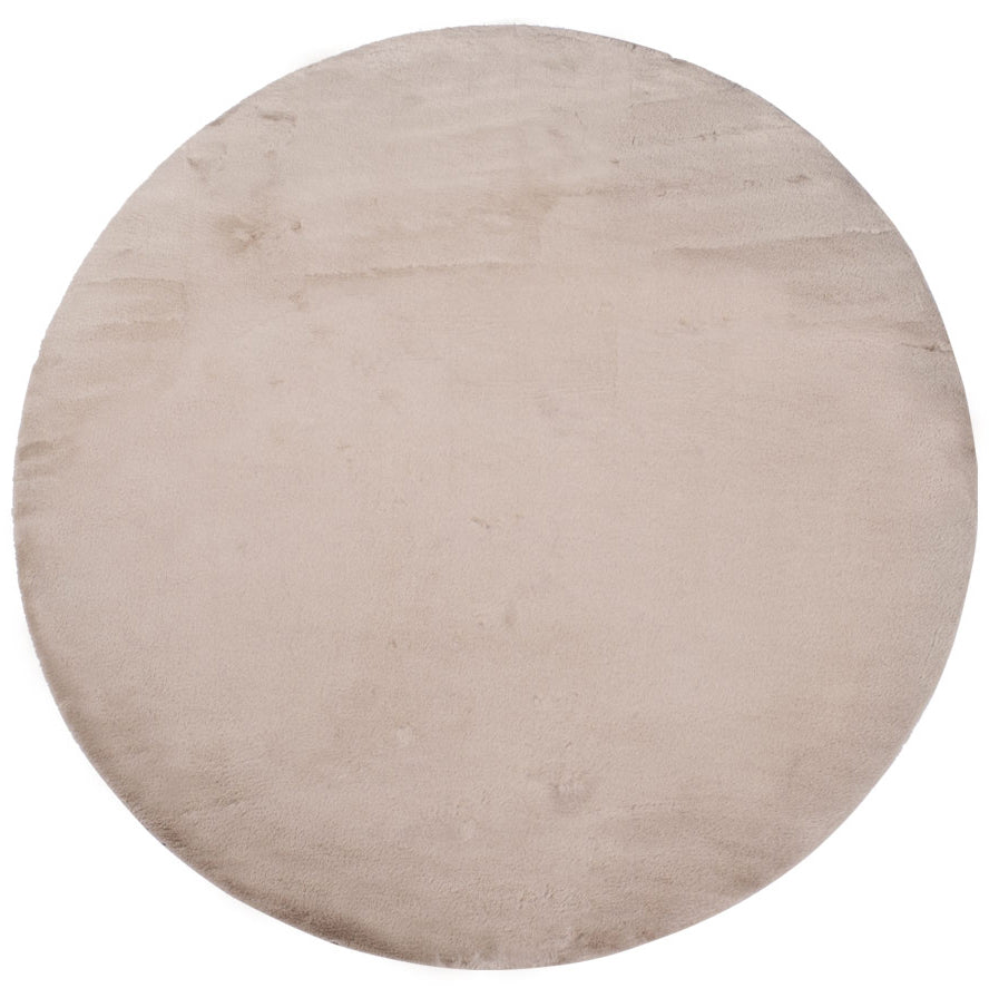 Tapis de Fourrure Rond Velours Beige Taupe