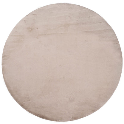 Tapis de Fourrure Rond Velours Beige Taupe