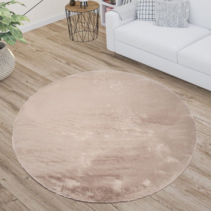 Tapis de Fourrure Rond Velours Beige Taupe