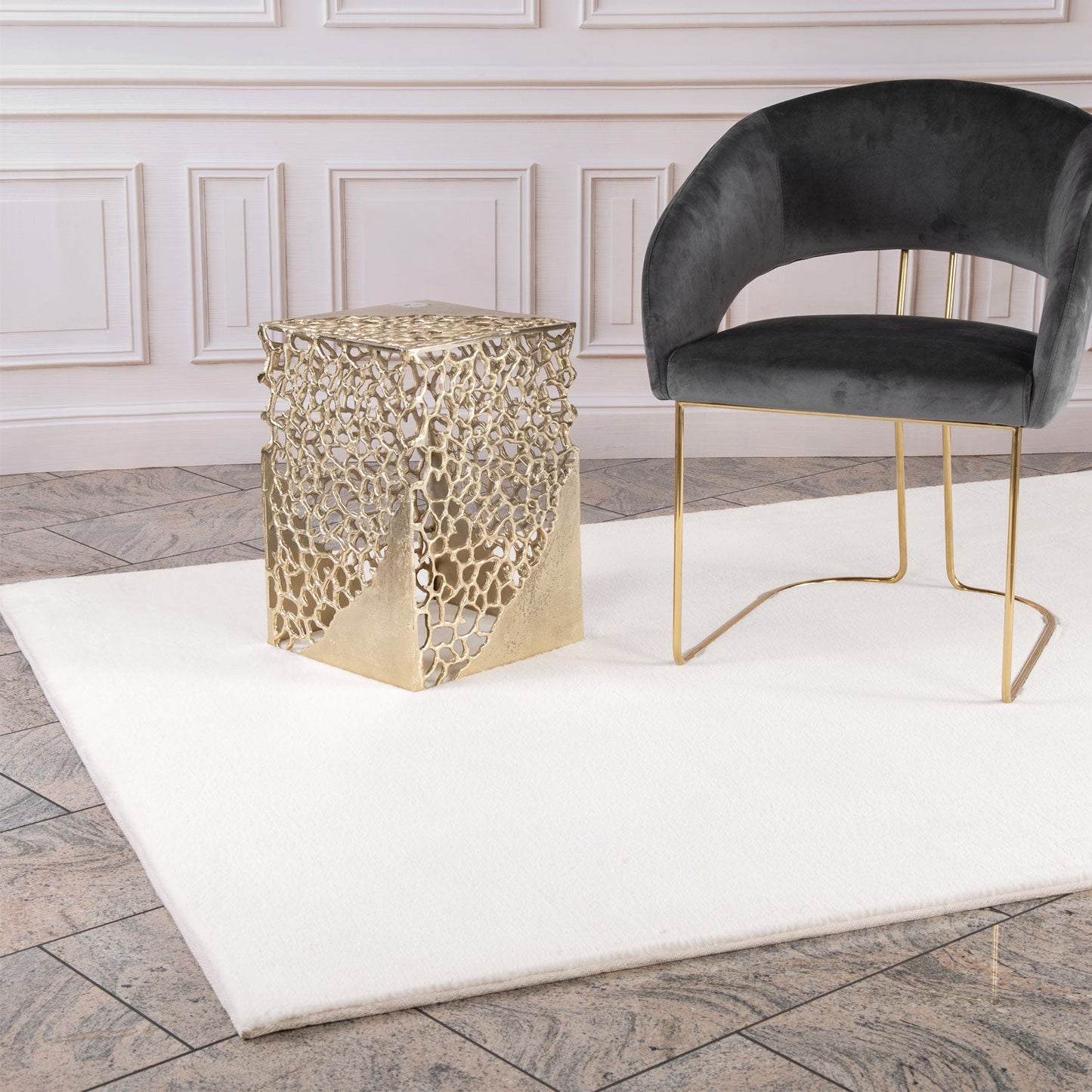 Tapis de Fourrure Velours - Blanc