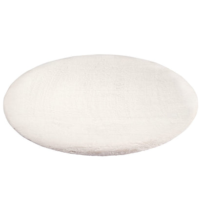 Tapis de Fourrure Rond Velours Blanc