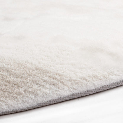 Tapis de Fourrure Rond Velours Blanc