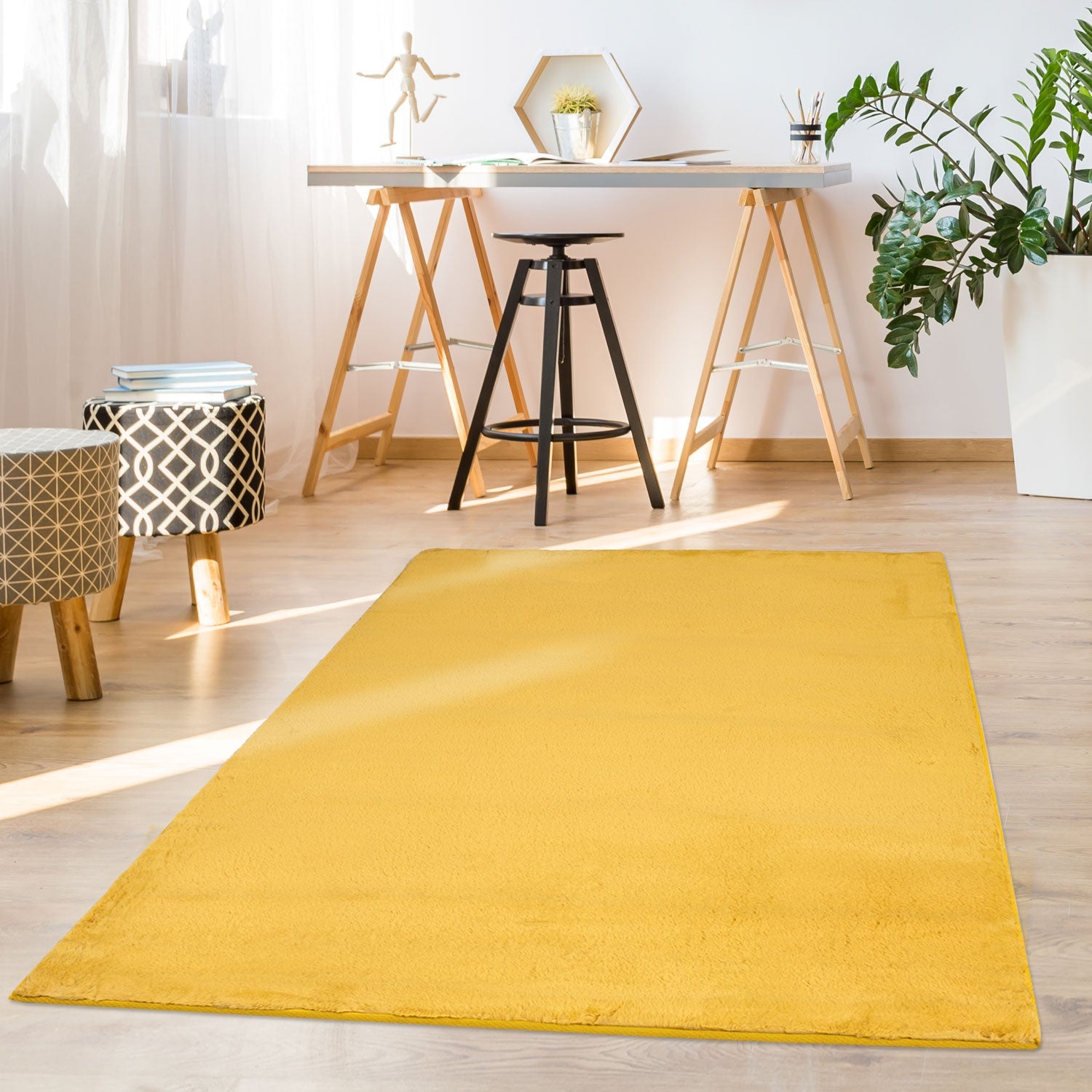 Tapis de Fourrure Velours - Jaune Poussin – STUDIO DECO