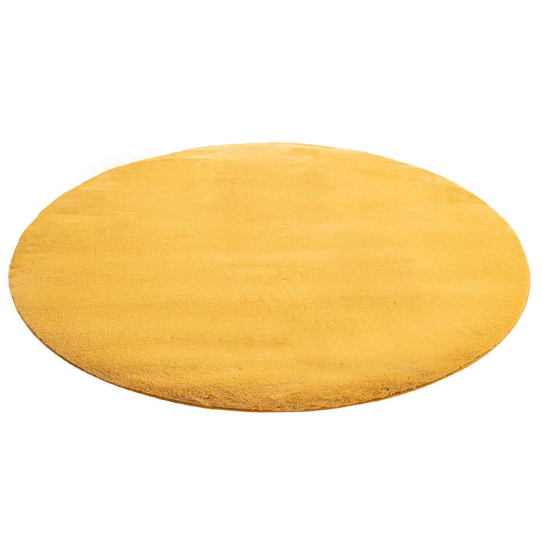 Tapis de Fourrure Rond Velours Jaune Poussin – STUDIO DECO