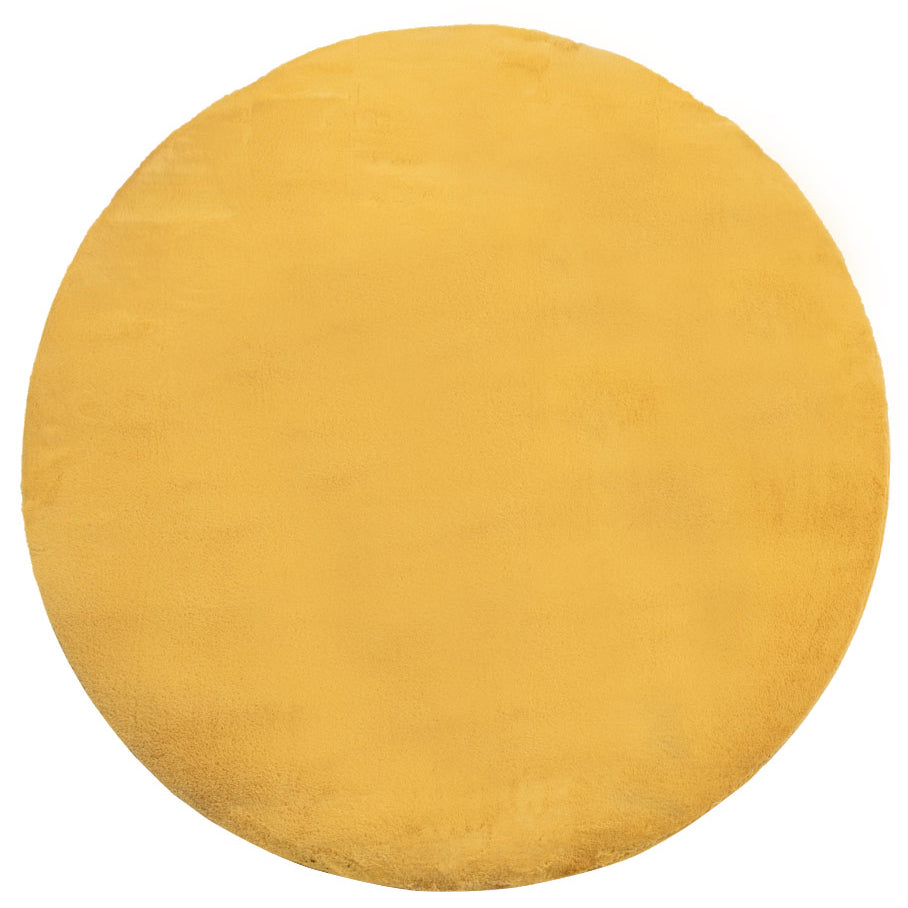 Tapis de Fourrure Rond Velours Jaune Poussin – STUDIO DECO