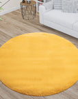 Tapis de Fourrure Rond Velours Jaune Poussin – STUDIO DECO